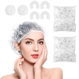 SDXCJY 200 Pcs Shower Caps Disposable,Bath Caps Large Thick Clear Waterproof Plastic Elastic Hair Bath Caps,Hair Caps for Spa, Home Use, Hotel and Hair Salon Supplies. (White)