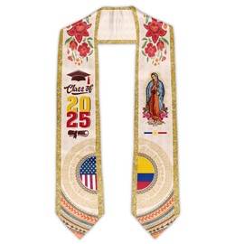 CHMKMF Colombia Graduation Stole, Colombian American Flag Graduation Sash Class of 2025 Graduate Honor Stole Classic End Design