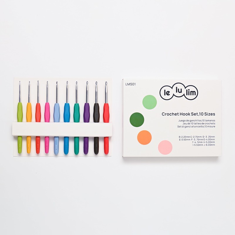 lelulim™ Crochet Hook Set, 10 Sizes, B-2.25mm to J-6mm