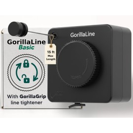 GorillaLine Basic - Tendedero retráctil para interiores y exteriores, línea de secado de ropa resistente - Tendedero de pared para secar al aire última intervensión - Línea de 15 pies Max Apriete con