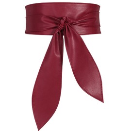Earnda Womens Fashion Obi Belt Wrap Wide Cinch for Dress Solid Color Belts Wine Large