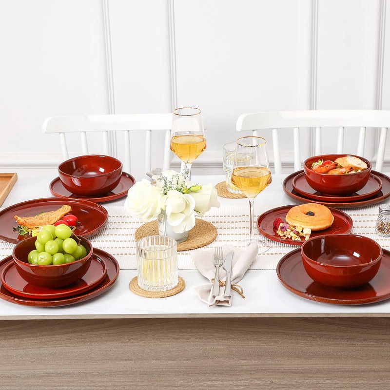 Vicrays Ceramic 12 Pieces Dinnerware Set - Dinner Plates Salad