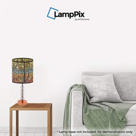 LampPix 10.00 Inch Table Lamp Shade - Dawn Forest View Canvas Desk Lampshade (Spider Fitting)