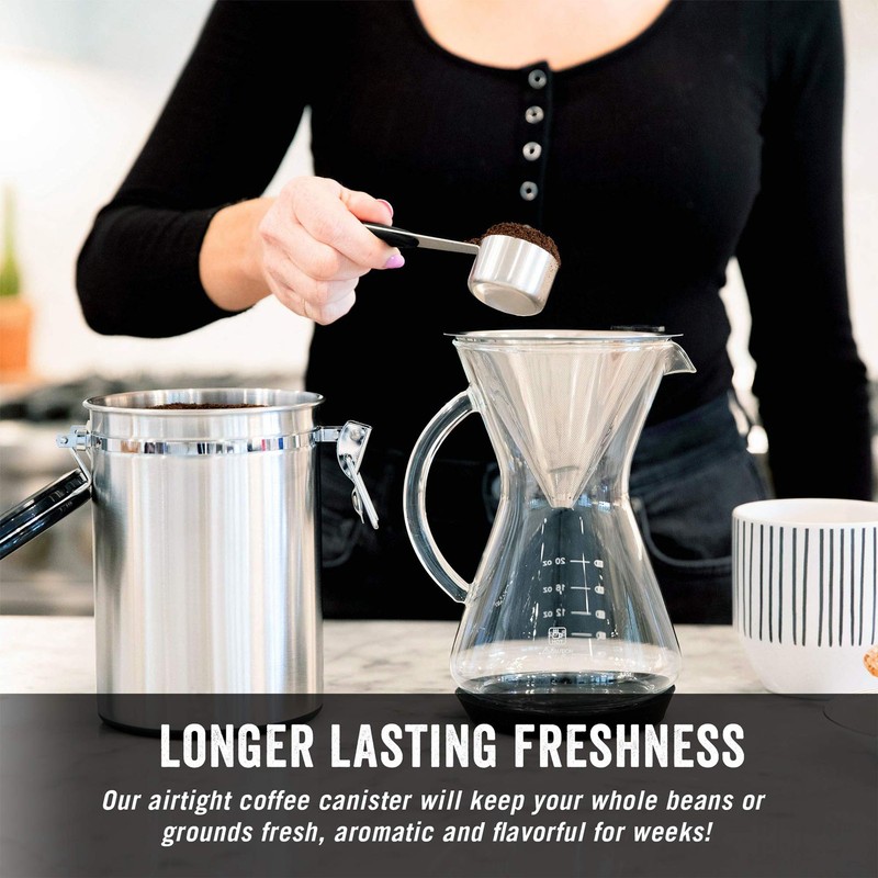 Airtight Stainless Steel Coffee Bean Container Coffee Canister Kitchen Food