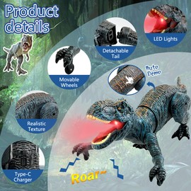 Upgraded Dinosaur Toys for Kids 3-5 5-7 Years Old, Remote Control Tyrannosaurus Rex with Light &Spray& Roar, Realistic RC Walking Dinosaur Toys for Kids 4 5 6 7 8 Stocking Stuffer