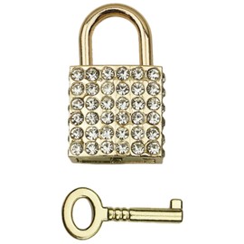 Plus Nao Plus Nao Bag Charm, Padlock, Rhinestone, Bag Accessory, Key, Small, Decorative, Glitter, Stylish - Light Gold