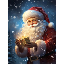 SKRYUIE 5D Santa Claus Diamond Painting Kits - DIY Diamond Art Kits for Adults Christmas, Full Round Drill - Crystal Cross Stitch - Adults Craft for Wall & Office Decor - 12x16 inch