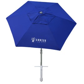 AMMSUN 8ft Large Beach Umbrellas for Sand Heavy Huty Wind Portable Commercial Grade Patio Beach Umbrella with Sand Anchor Adjustable Height Air Vent UPF 50+ Telescoping Pole without tilt Dark Blue