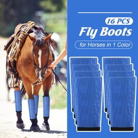 Bulyoou Set of 16 Mesh Fly Boots for Horse Breathable Mesh Horse Boots Protective Horse Leg Wraps Horse Leggings for Preventing Flies and Mosquitoes Bites (Blue)