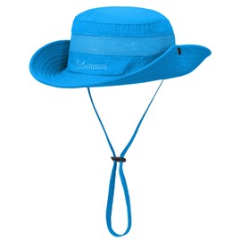 Kids Sun hat for Girls Boys Outdoor Breathable Sun Protection UPF 50+ Cap Wide Brim Summer Beach bucket hat Toddler Baby Kids Safari Fishing Hat Sky Blue 5-13 T