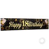 ANOMM Happy 18th Birthday Banner, 18th Black Gold Fabric Happy