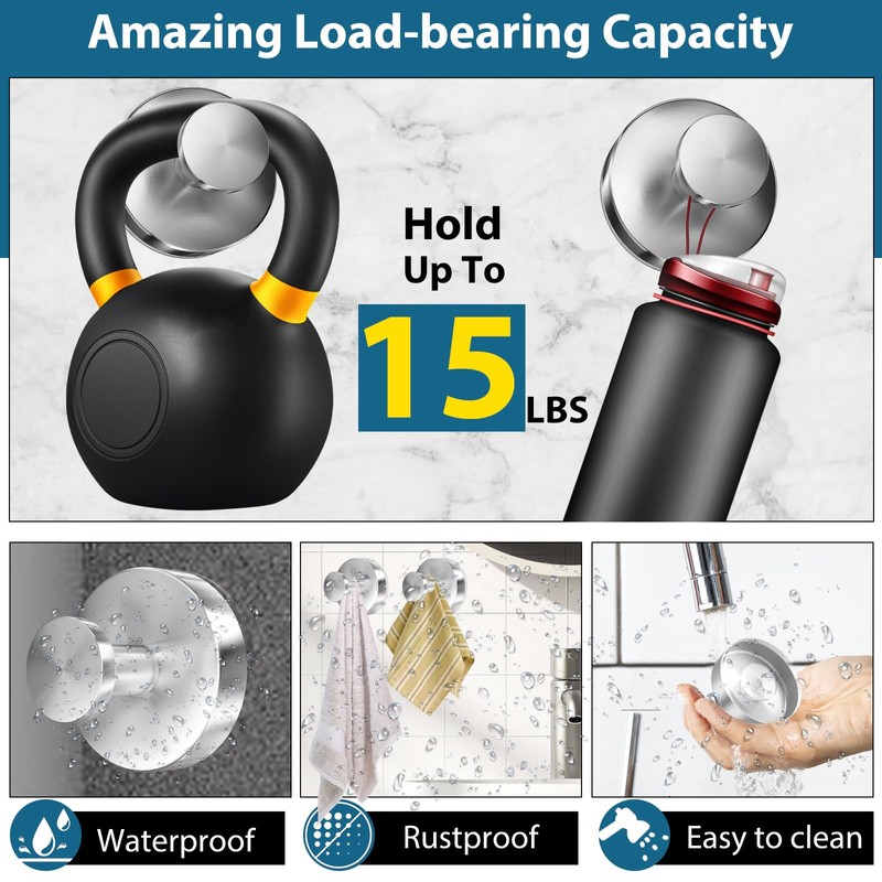 AbluFirst Suction Cup Hooks for Shower, Wall Suction Cup Hooks