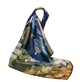 floatingsnow 100% mulberry silk Fashion Hair Scarf for Women Lightweight Silk Feeling Square Scarves 26.7x26.7 inches (Shangyuan - Zangqing)