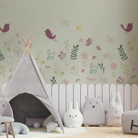 NAKLEO Stencil Painting for Children's Room, Set of 14, 9 x 12 cm to 23 x 34 cm, Meadow, Reusable Plastic for Children, Painting Template, Room Decoration, Crafts, DIY Wall Furniture Paper