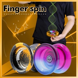 WATIEOBOO Yoyo Set of 2 (R8 Metal Yoyo and P02 Two-Color Yoyo) Dual Mode Yoyo (Reactive and Non-Reactive Yoyo) for Kids Beginners and Professionals with Perfect Kit