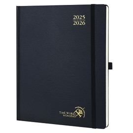 POPRUN Academic Diary 2025-2026 Hardback Week to View Large (26.5x21.5 cm) 17 Months (Aug'25 - Dec'26) Mid Year Diary 25/26 Vertical Weekly Planner, Inner Pocket (Black)
