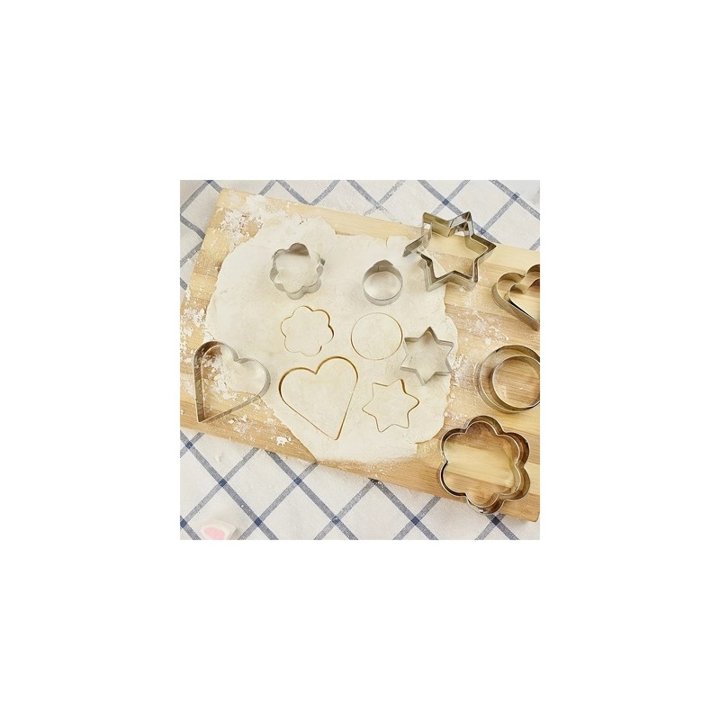 12 Piece Stainless Steel Cookie Cutter Set - Hearts, Stars,