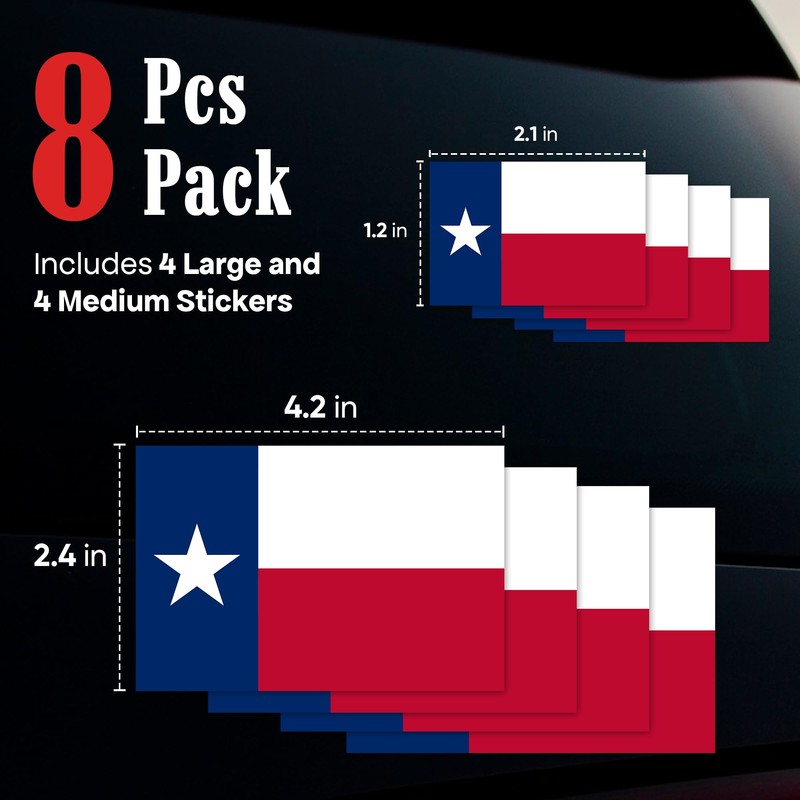 Sticky Expressions | 8 Pcs Texas Flag Sticker – Two