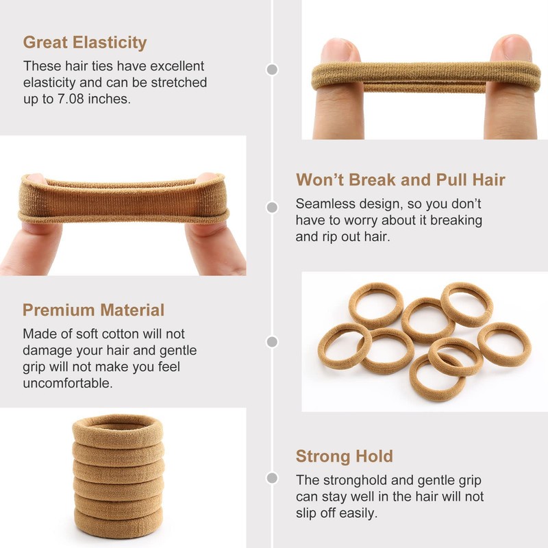 100 Pcs Thick Seamless Hair Ties, Ponytail Holders Hair Accessories