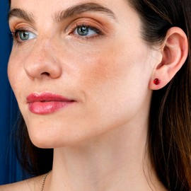 namana 925 Sterling Silver Stud Earrings for Women Teen Girls Dainty Round Solitaire Earrings for Women Plain Silver Earrings with 6mm White or Colored Round Stones, Sterling Silver