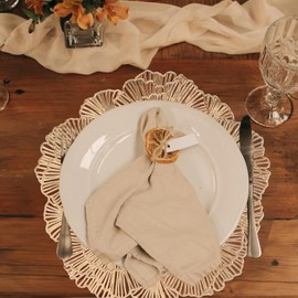 YOOHOTOUCH Round Placemats, Gold Ginkgo Leaf Pattern, Vinyl Material, 15 Inch Diameter,Washable Non-Slip, Decorative Table Setting, Set of 6 (6, Gold)