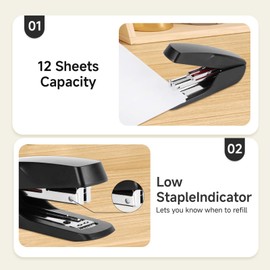 Mini Stapler with Staple Remover, Uses No.10 Staples, Portable Desk Stapler for Office, School, Home, Compact Handheld Stapler (Black)