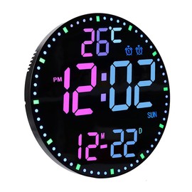 LED Digital Wall Clock Large Display, 10 Inch Electronic Alarm Clock, USB Power with Remote Control, Automatic Brightness, Temperature, Humidity, Date, Timer for Living Room Kitchen Office Elderly