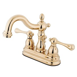 Kingston Brass KB1602BL Heritage 4-Inch Centerset Lavatory Faucet with Metal Lever Handle, Polished Brass