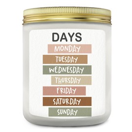 Days of The Week Educational Lavender Candle, Boho Classroom Decor, Scented Candles for Nursery Kids Room Playroom Homeschool Kindergarten Preschool Jar Candles