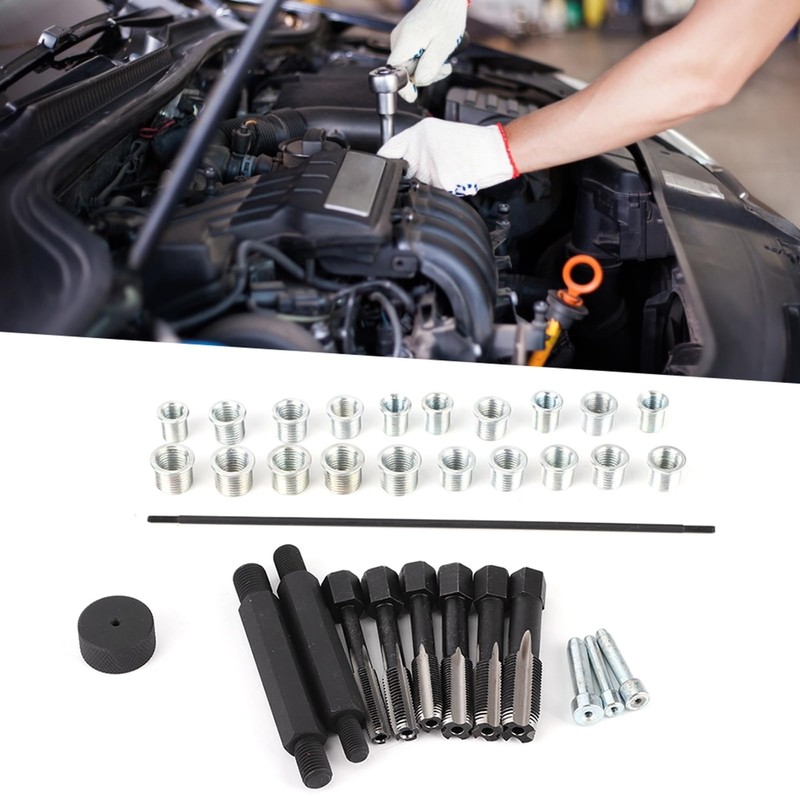 TKSE Glow Plug Thread Repair Kit,33PCS A3 Steel Glow Plug