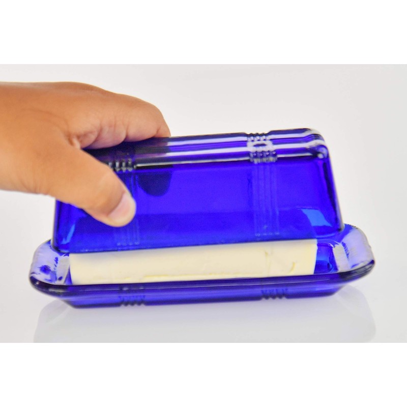 Home-X Glass Butter Dish With Lid - Vintage Style Keeper