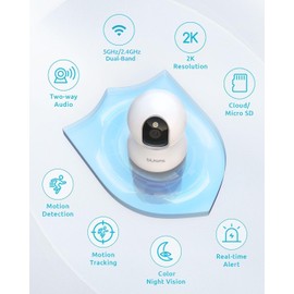 blurams Cameras for Home Security, 2K Pet Camera with Phone App, 5GHz/2.4GHz Dual-Band, 360° PTZ Indoor Cameras, 2-Way Talk, Motion Tracking, Color/IR Night Vision, Cloud&SD, Works with Alexa (4Pack)