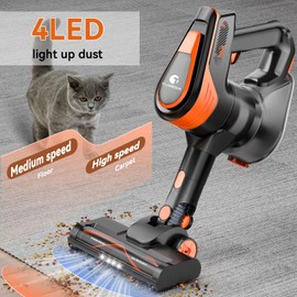 TC-JUNESUN 600W Powerful Corded Stick Vacuum Cleaner with 20000kpa Suction, 2 Speed Modes, Lightweight Design for Hardwood Floors & Home Cleaning，23FT Cord Vacuum