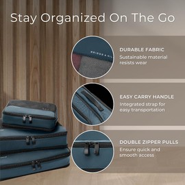 Briggs & Riley Carry On Compression Packing Cube Set - Bag Organizer for Suitcase & Luggage, For Women & Men, Pack Accessories for Vacation - Travel Must Haves, 3-Piece, Ocean
