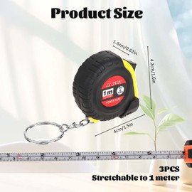 3 Pcs Mini Keychain Tape Measure 3Ft Retractable Tape Measure Easy Read Pocket Measurement Tape Metric/Inch Kids Measuring Tape for Body Measuring, Kids