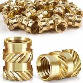 Caianwin Pack of 20 Threaded Insert M8 Inserts Knurled Melting Thread Brass Insert Nut for Plastic Parts - By Melting into 3D Printing Parts