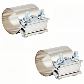 1.5" Stainless Steel Exhaust Clamp,Universal Muffler Clamp Button Joint,Anti-Rust&Corrosion Resistant,Band Clamp For Motorcycle,Car Exhaust System,Tube Conection,Pipe Repair,Repalcment,2Pcs,Butt Clamp