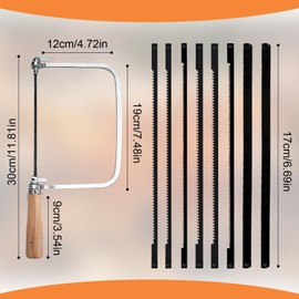 LaubsäGe Set 8 Sägeblätter DekupiersäGeblatt Bogensäge Handsäge Holz Präzise Schnitte Dekupiersäge Drahtsäge, Holzbearbeitungssäge, Multifunktionssäge, für Holz,Kunststoff(14/18/24 ZäHne)