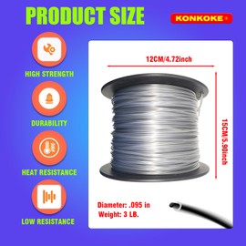 konkoke 095 Trimmer line Heavy Duty,Weed Eater String, 858 Feet Weed Eater String, Trimmer line .095,Black Premium Nylon String Trimmer Line for Medium to Heavy Grass and Weeds(3LB.095, Black Round)