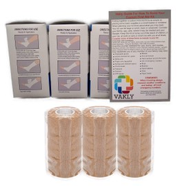 4" Unna Boot Bandage with Zinc Oxide + Self Adhesive Wrap (3 of Each) + Vakly 1st Aid Kit Guide …