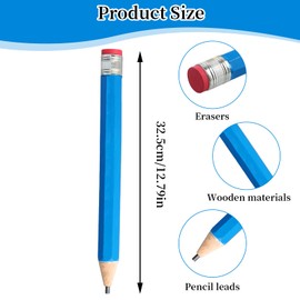 Duronge Wooden Giant Pencil, 2pcs 13 Inch Wooden Jumbo Pencils, Large Pencil with Cap & Eraser, Oversized Big Pencil Funny Extra Huge Novelty Pencil for Kids School Home Office Party Favors