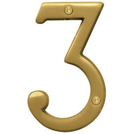 Hy-Ko BR-43BB/3 3 Number, 4", Brushed Brass