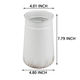 PHILPETY Shabby Chic Classy Designed Blue Milk Can Galvanized Finish Metal Vase Country Rustic Primitive Decorative Flower Holder for Home Office Garden, 7.79" H (White)