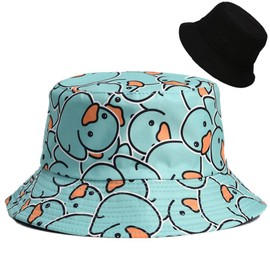 LANLYLGQ Fishing Hat Reversible Unisex Men Women Sun Hat UV Protection Summer Hat Bucket Hat, Duck Blue