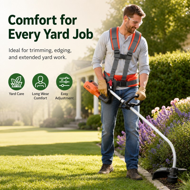 Adjustable Brush Cutter Harness for Yard Work – Padded Double