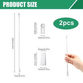 Lotnery 12-Inch Blind Wand Replacement Set - 2-Pack Adjustable Blind Wands with Hook & Grip for Vertical Blinds | Clear Curtain Opener Rods for Effortless Window Control