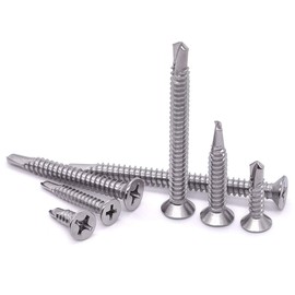 #10 x 2-1/2" Flat Phillips Drive Head Self Drilling Screws for Metal, 410 Stainless Steel Sheet Metal Tek Screws, Countersunk Head, Quick Self Tappers for Indoor Outdoor, 25 pcs