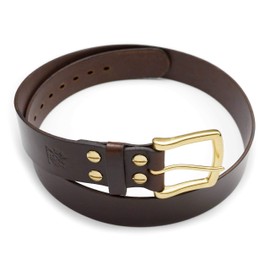 Review Outdoor Gear Handmade Leather Belt (Dark Brown Single Brass Slider, 38)