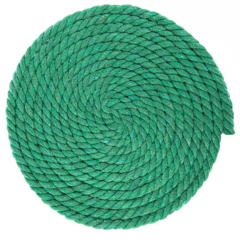 Cuerda de algodón natural trenzada, 1/4 pulgadas, verde zacate, 10