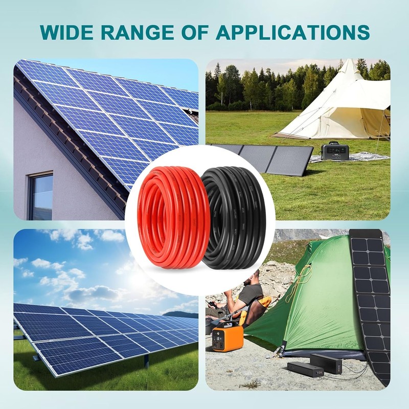XRDS -RF 10AWG Solar Wire 6mm², 2 Pack 100FT Red